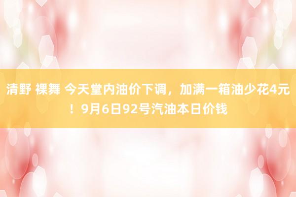 清野 裸舞 今天堂内油价下调，加满一箱油少花4元！9月6日92号汽油本日价钱