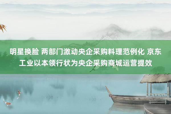 明星换脸 两部门激动央企采购料理范例化 京东工业以本领行状为央企采购商城运营提效