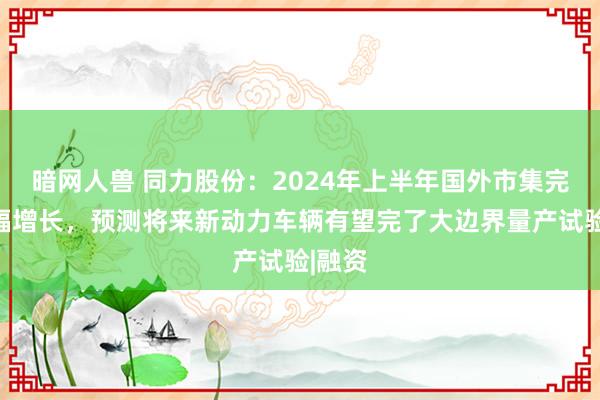 暗网人兽 同力股份：2024年上半年国外市集完了小幅增长，预测将来新动力车辆有望完了大边界量产试验|融资