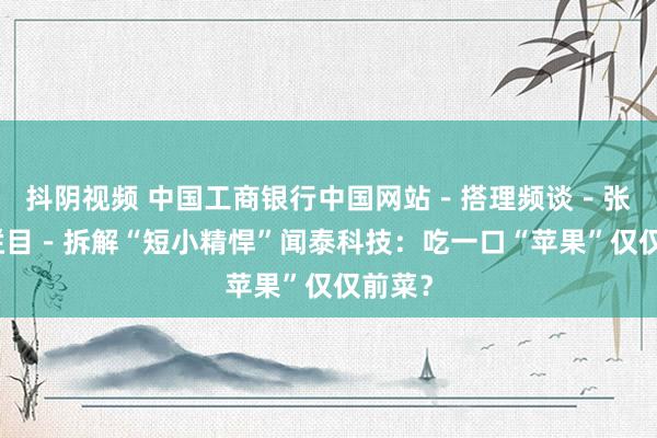 抖阴视频 中国工商银行中国网站－搭理频谈－张赛男栏目－拆解“短小精悍”闻泰科技：吃一口“苹果”仅仅前菜？